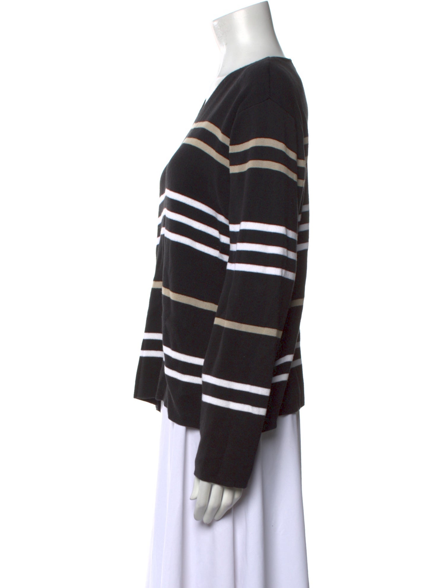 Geoffrey Beene Striped V-Neck Sweatshirt