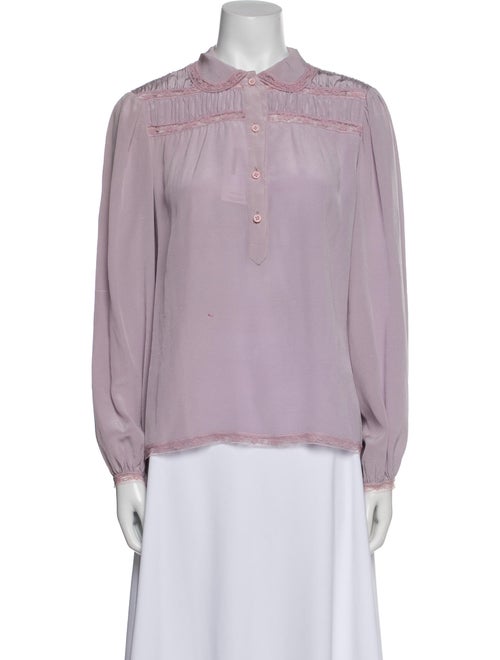 Geoffrey Beene Mock Neck Long Sleeve Button-Up Top