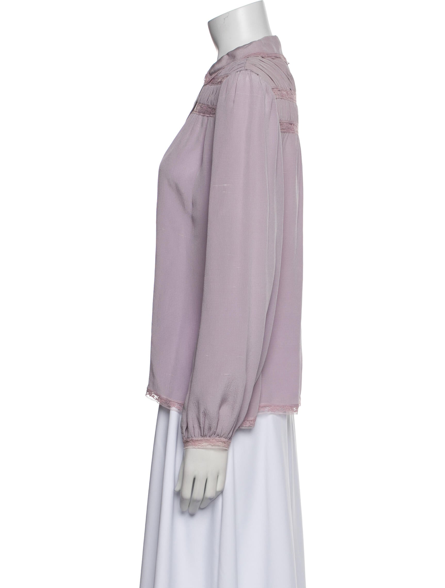 Geoffrey Beene Mock Neck Long Sleeve Button-Up Top