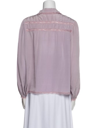 Geoffrey Beene Mock Neck Long Sleeve Button-Up Top