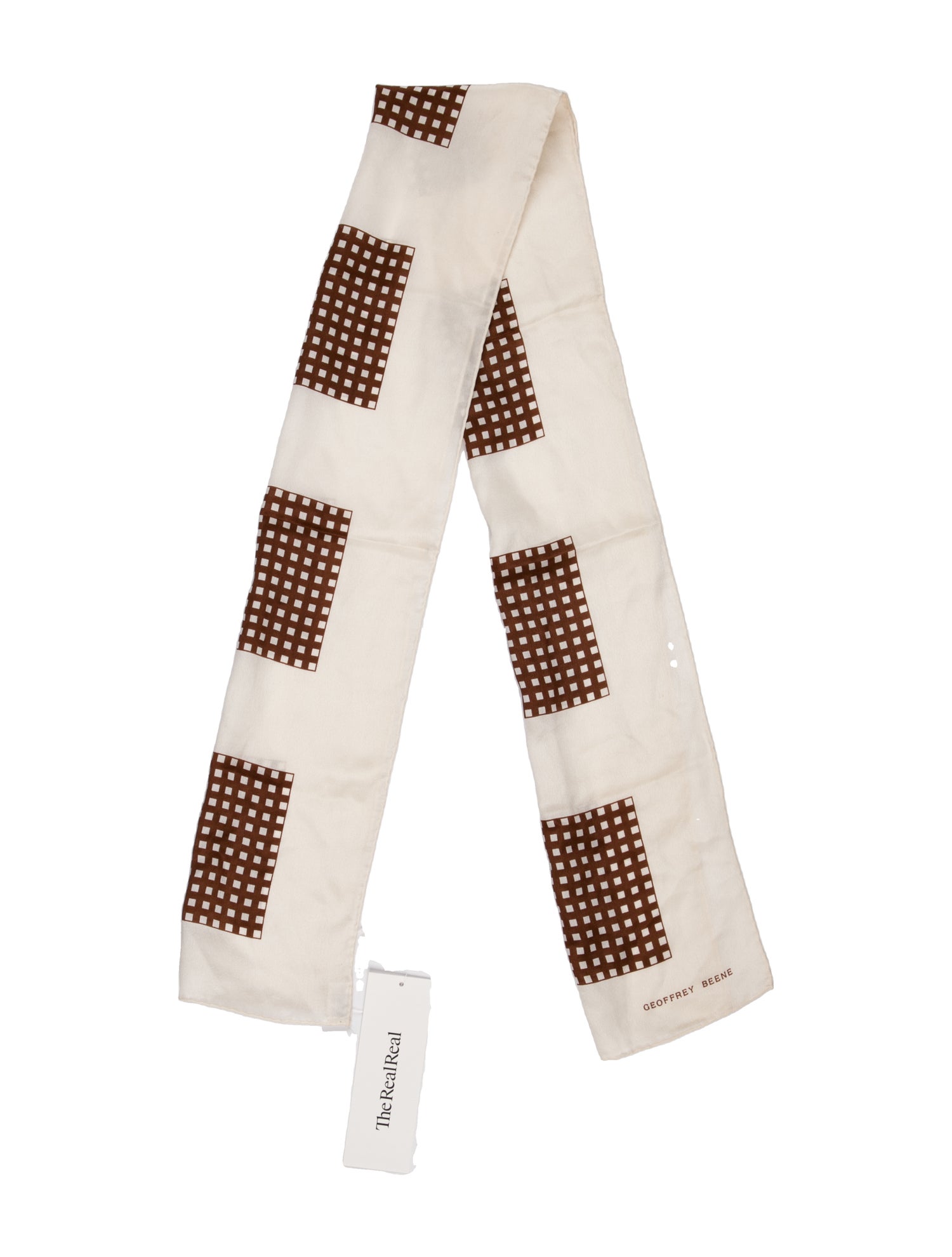 Geoffrey Beene Silk Plaid Print Scarf