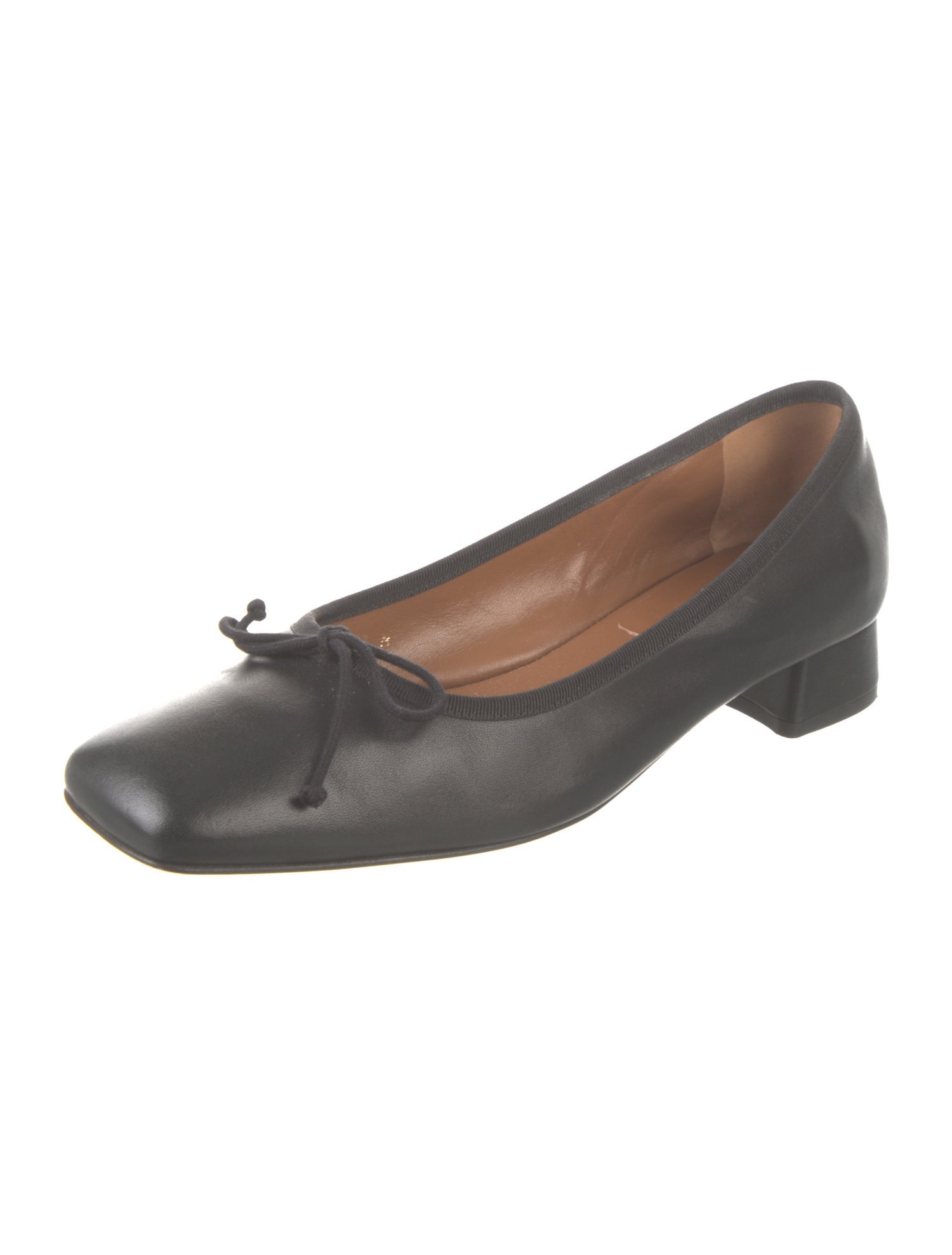 MARGAUX Leather Bow Accents Ballet Flats