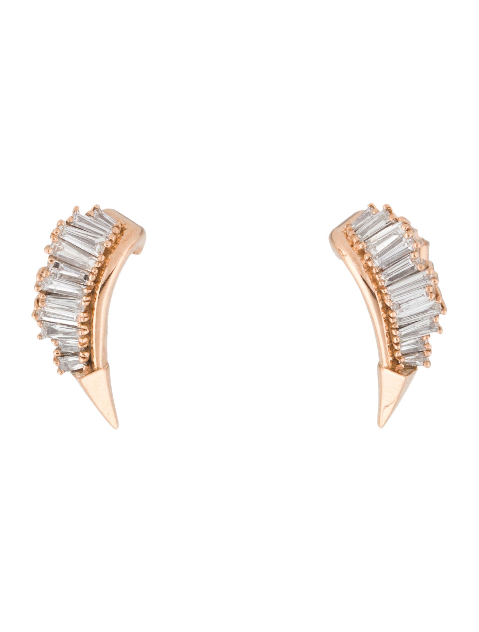 Nak Armstrong 20K Diamond Ruched Ear Climber Stud Earrings Pink, 20K Rose Gold Earrings, Women
