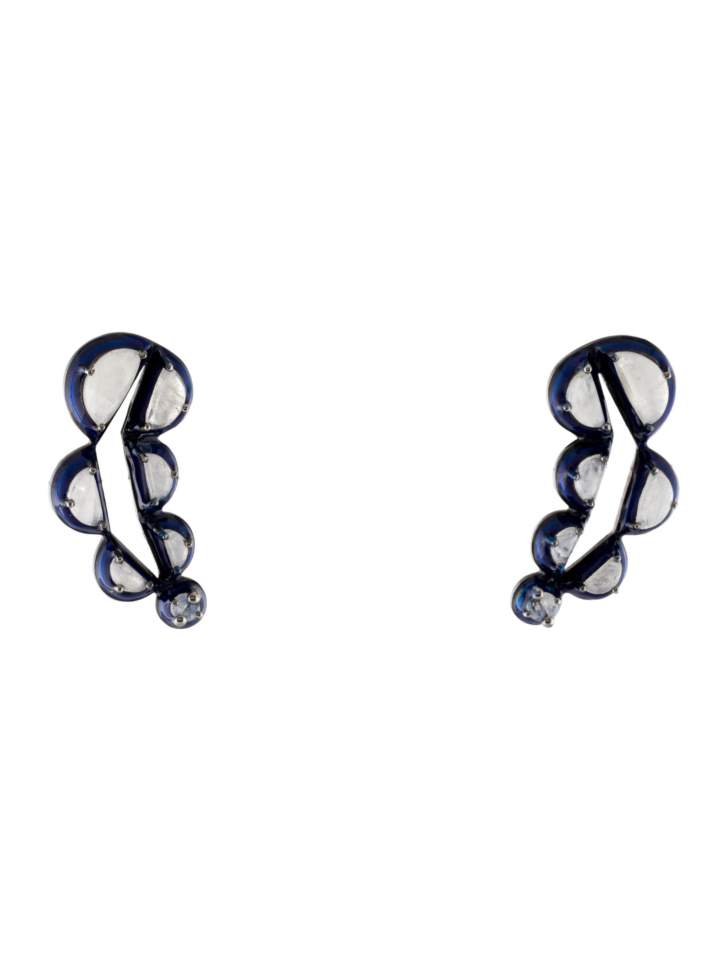 Nak Armstrong Moonstone Split Pea Enameled Ear Climbers