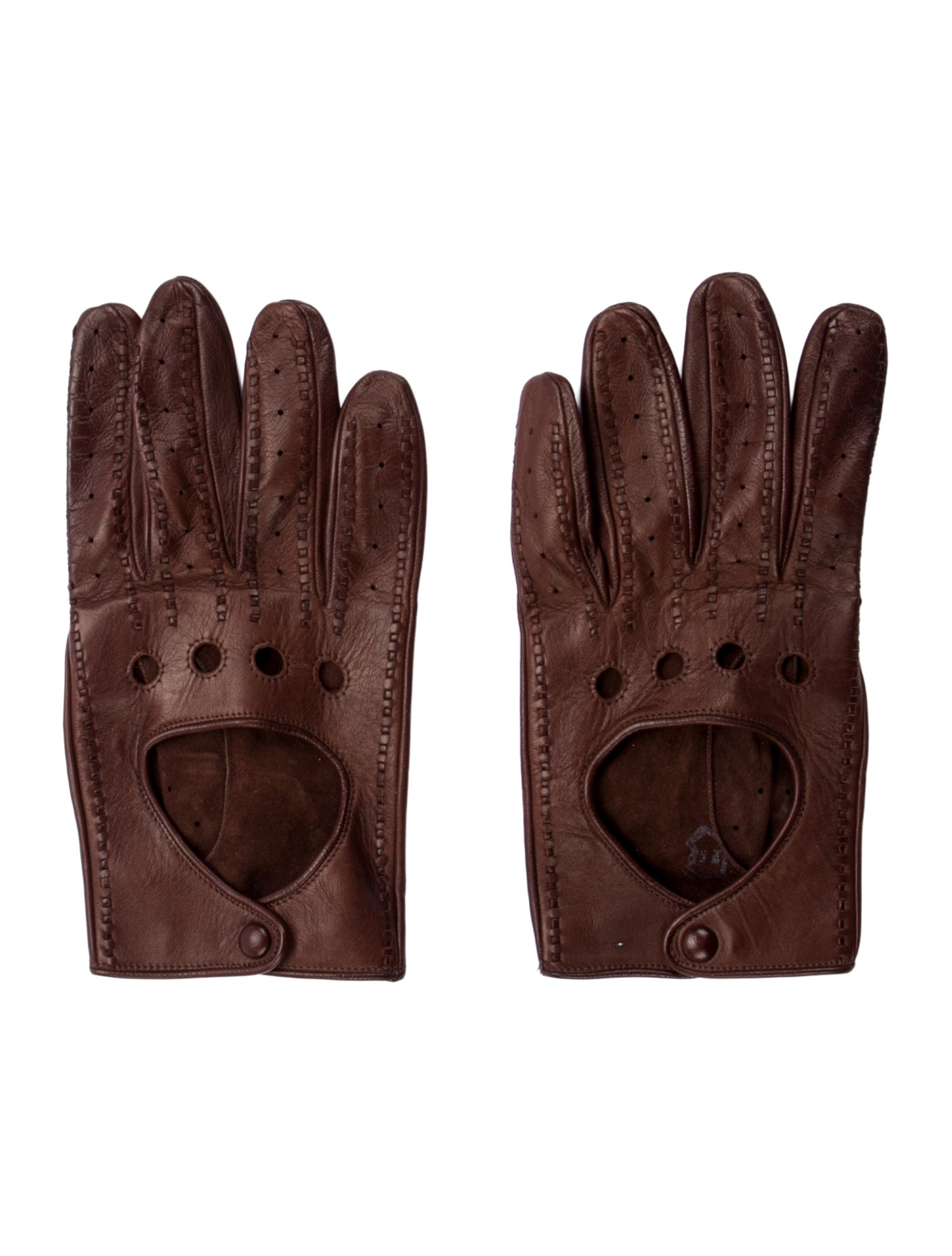 Ghurka Brown Leather Laser Cut Winter Gloves