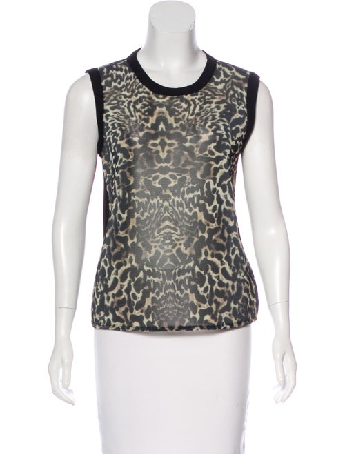 Giambattista Valli Printed Mesh Top Green