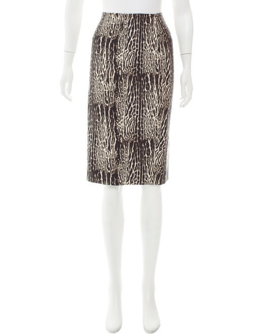Giambattista Valli Leopard Print Wool Skirt Black