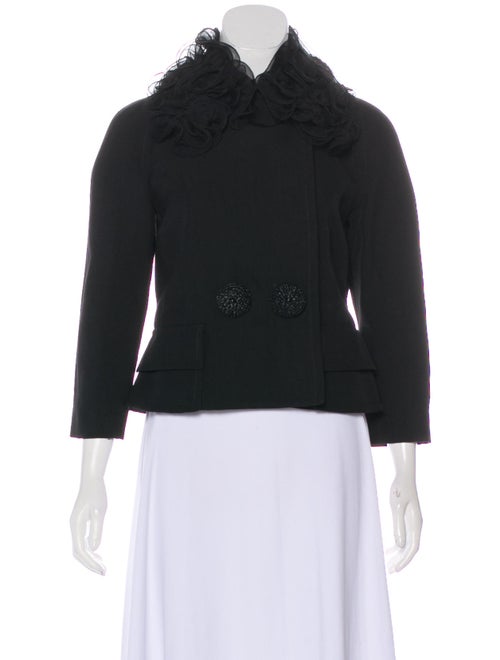 Giambattista Valli Ruffle Crop Jacket Black