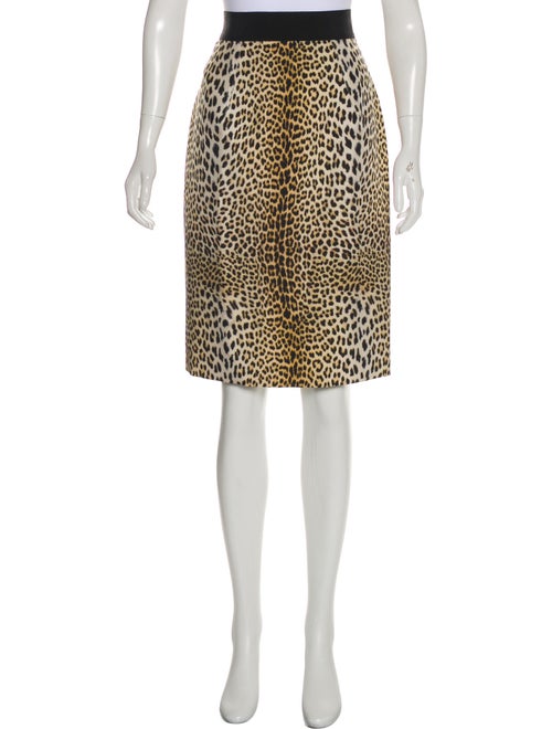 Giambattista Valli Leopard Print Silk Skirt Tan