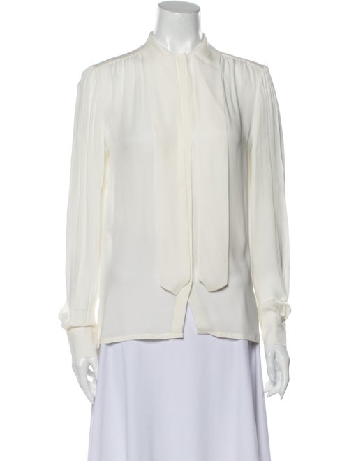 Giambattista Valli Silk Mock Neck Blouse White