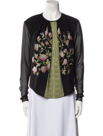 Giambattista Valli Silk Floral Print Button-Up Top