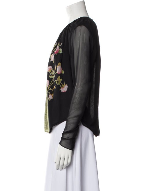 Giambattista Valli Silk Floral Print Button-Up Top