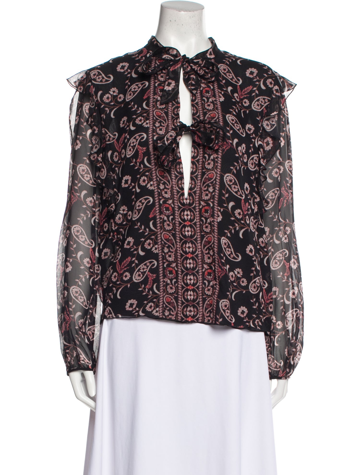 Giambattista Valli Silk Paisley Print Blouse