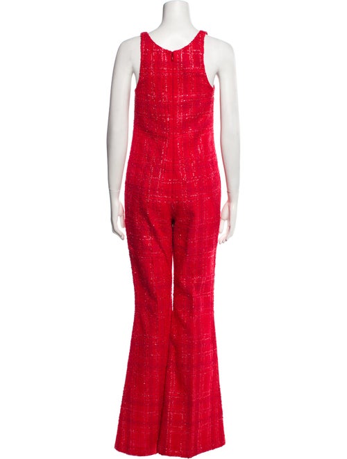 Giambattista Valli Plaid Print Square Neckline Jumpsuit