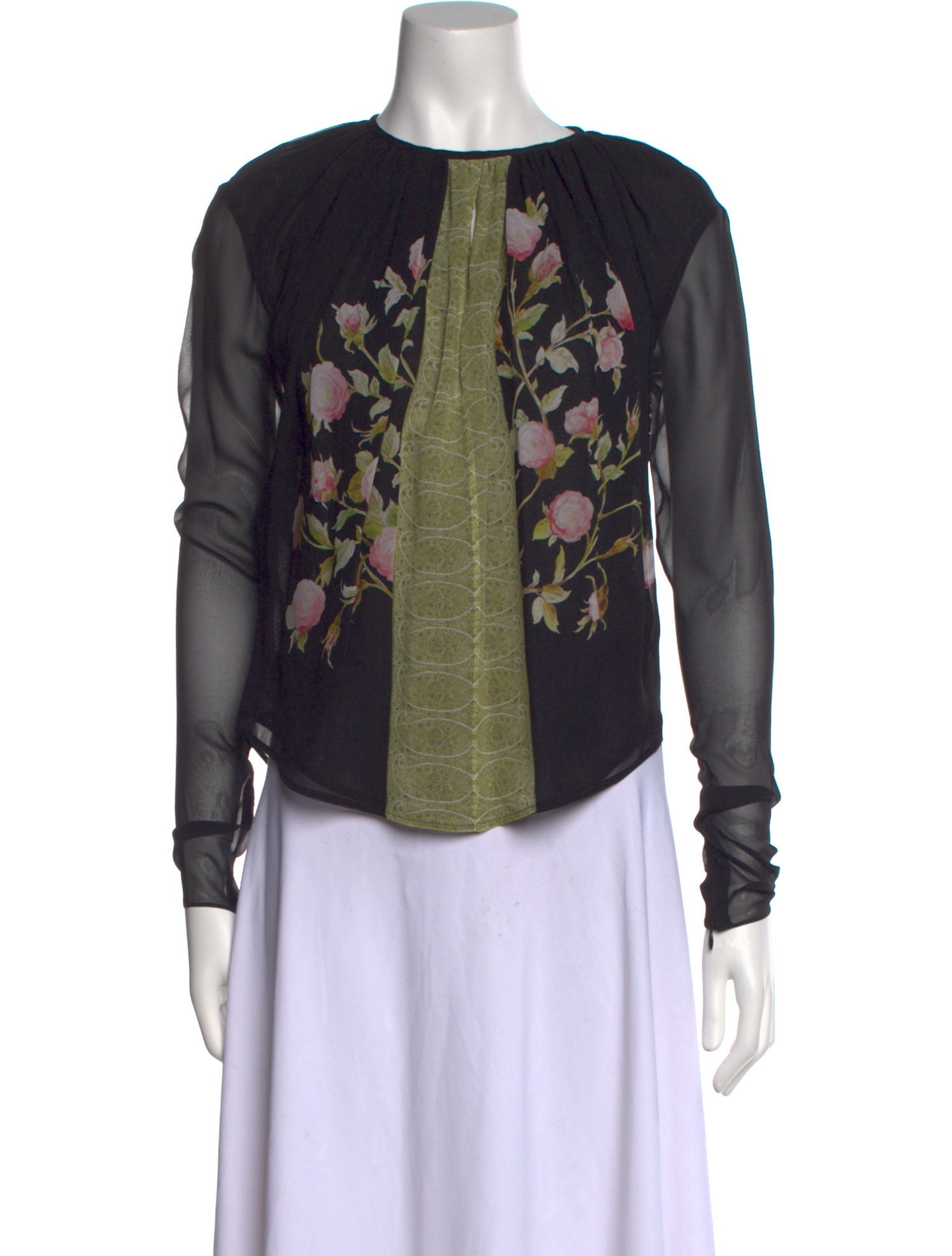 Giambattista Valli Silk Floral Print Top