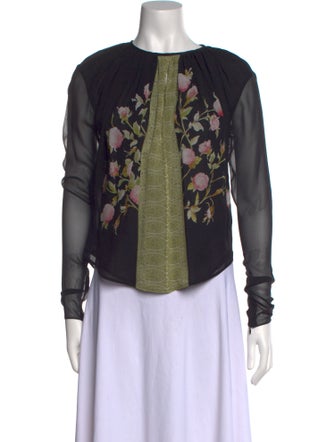 Giambattista Valli Silk Floral Print Top