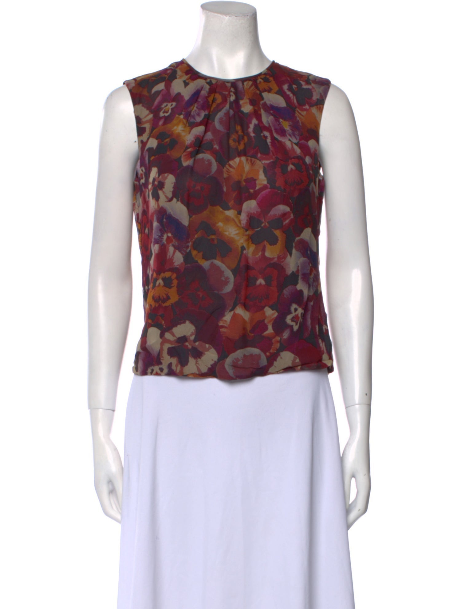 Giambattista Valli Silk Floral Print Crop Top