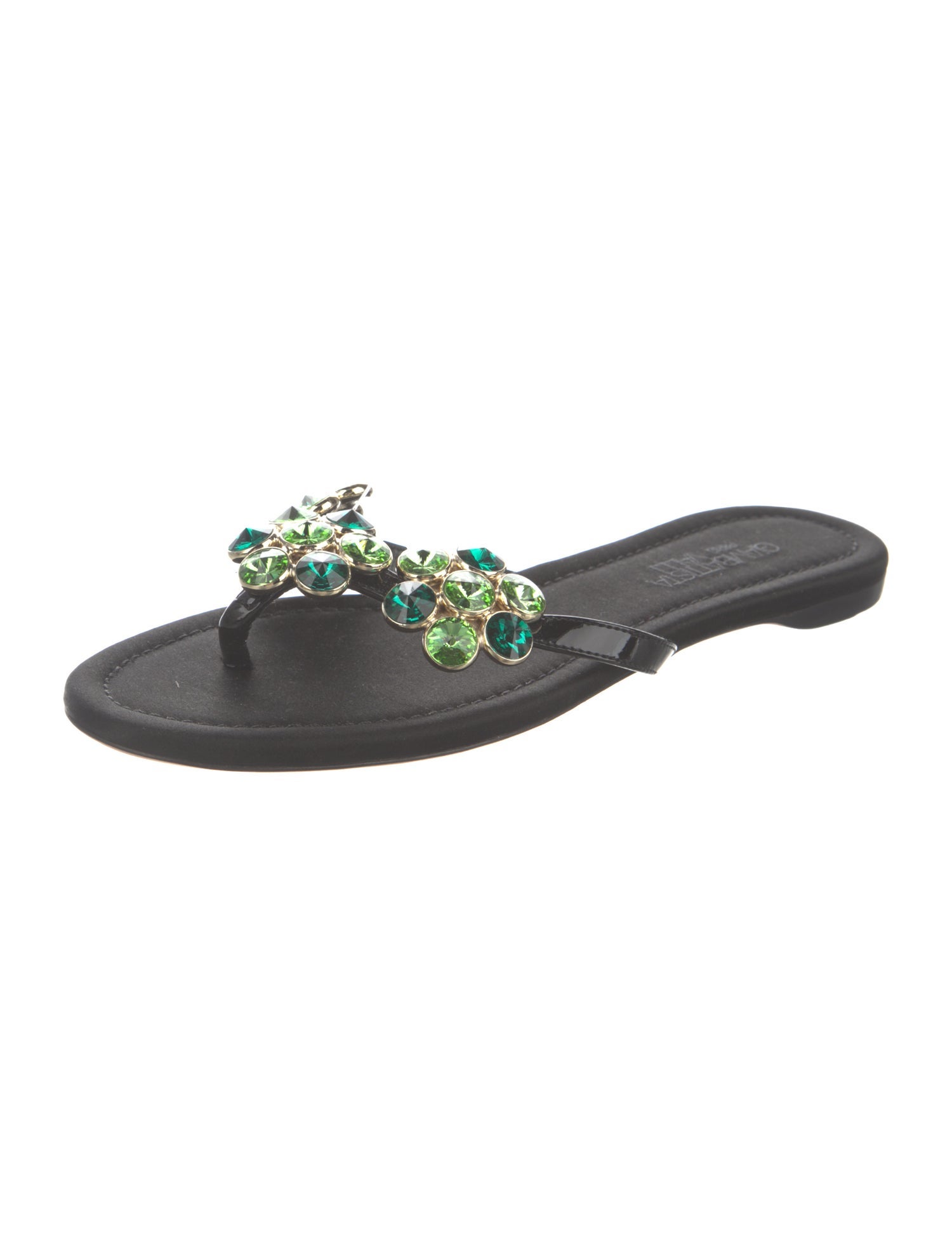 Giambattista Valli Satin Crystal Embellishments Slides