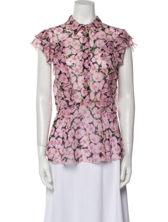Giambattista Valli Silk Floral Print Blouse