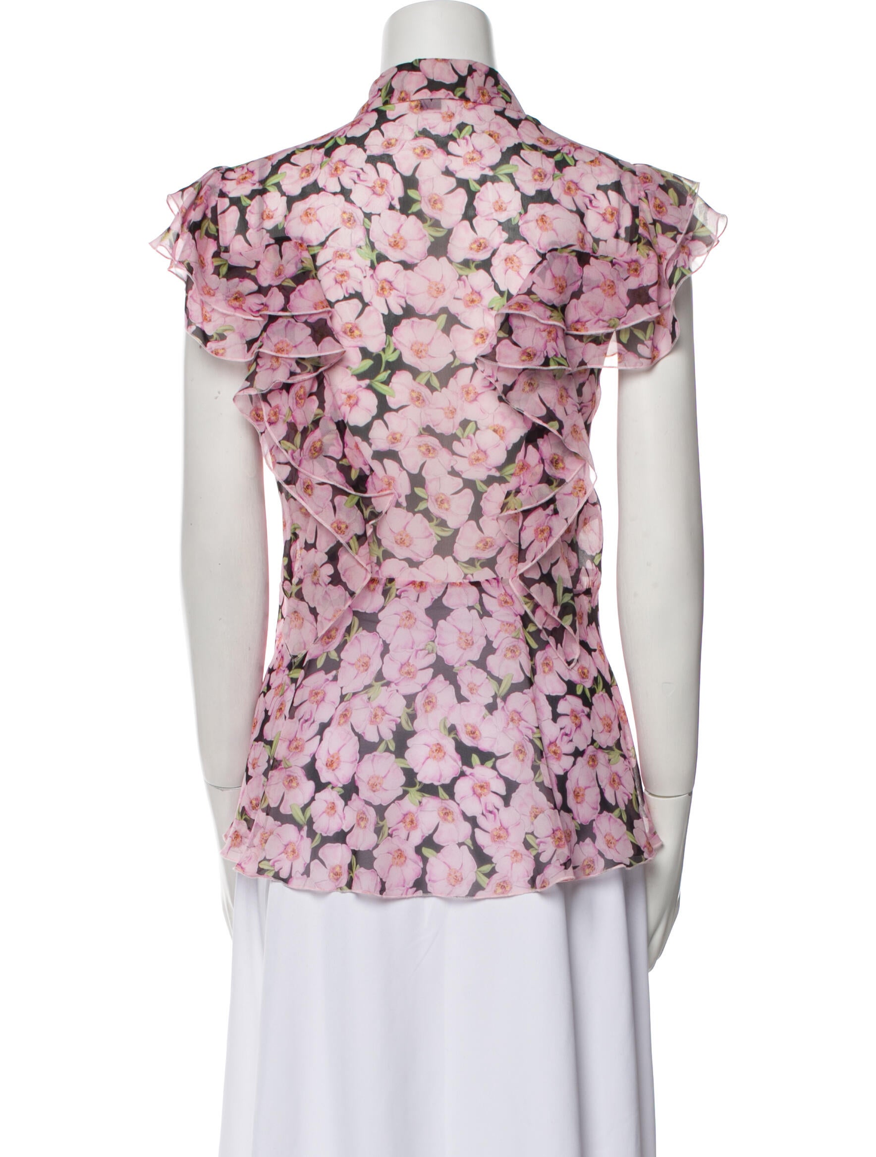 Giambattista Valli Silk Floral Print Blouse