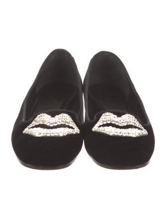 Giambattista Valli Suede Crystal Embellishments Flats