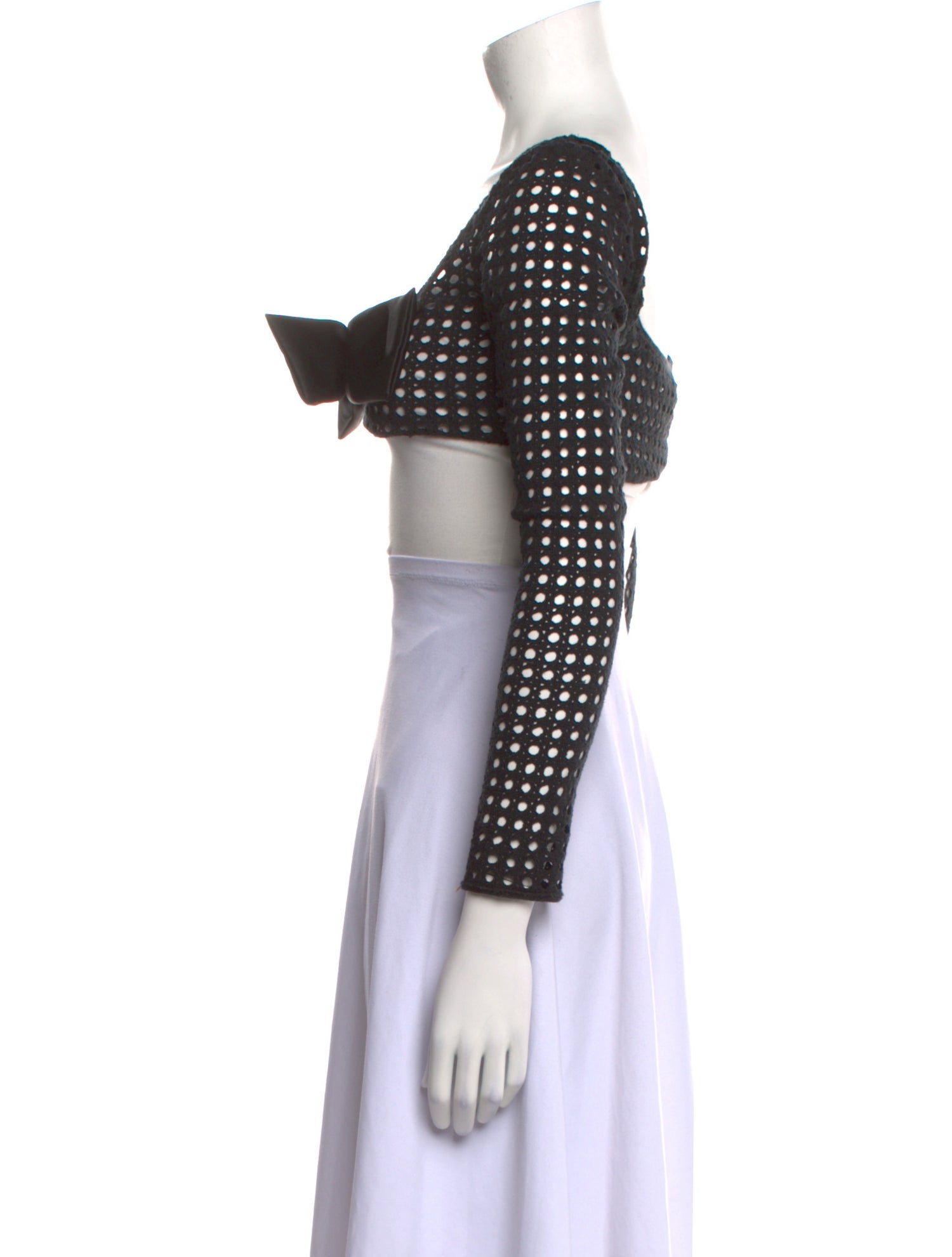 Giambattista Valli Square Neckline Long Sleeve Crop Top