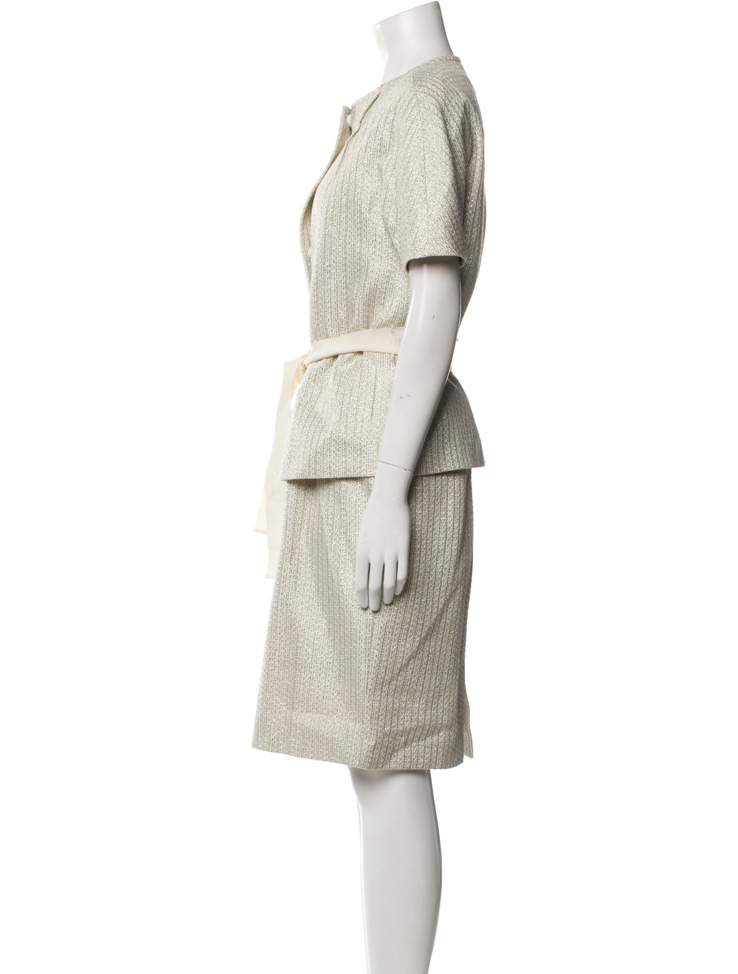 Giambattista Valli Striped Glitter Accents Dress Set