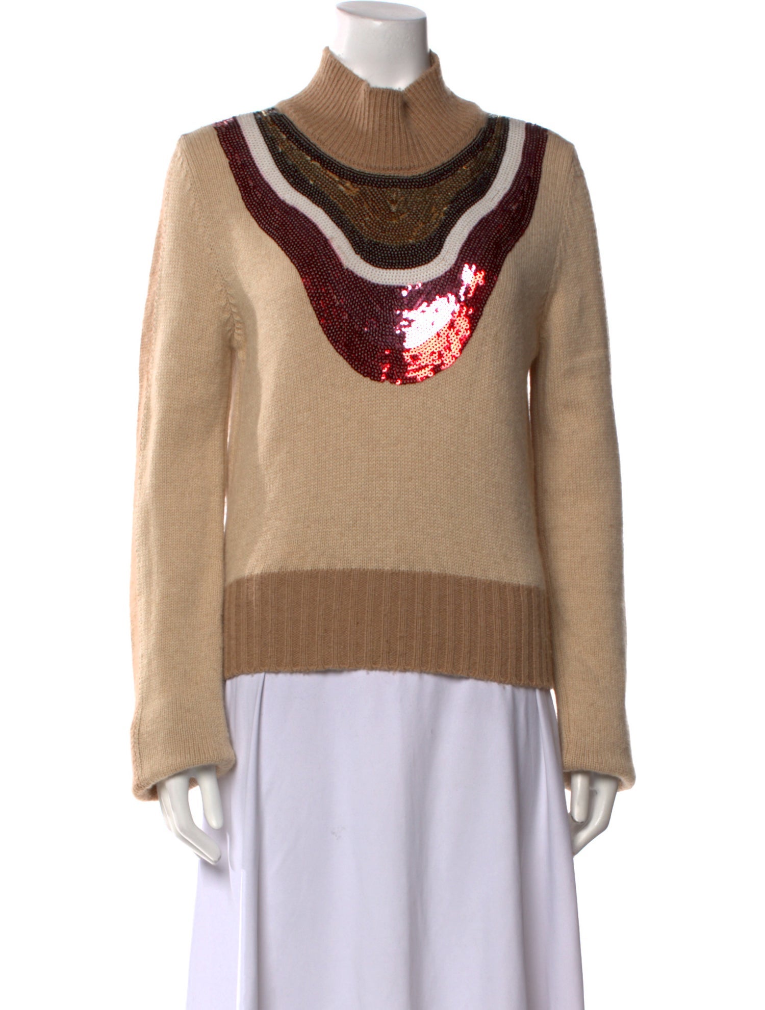 Giambattista Valli Camel Hair Colorblock Pattern Sweater