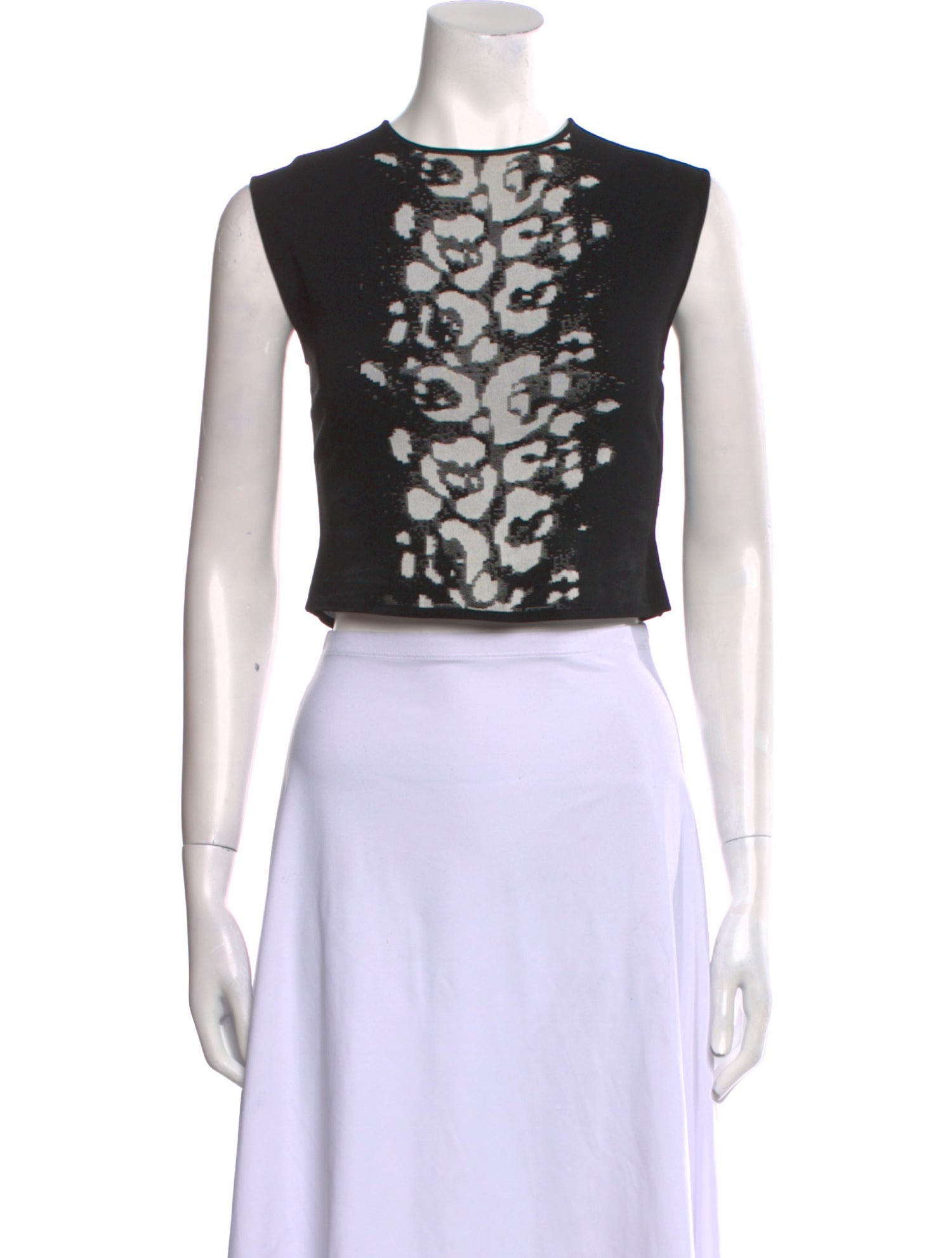 Giambattista Valli Lace Pattern Crew Neck Crop Top