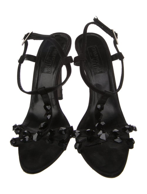 Giambattista Valli Satin Crystal Embellishments T-Strap Sandals
