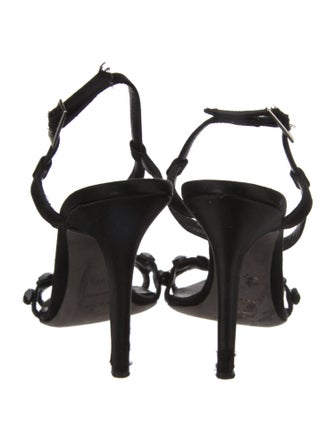 Giambattista Valli Satin Crystal Embellishments T-Strap Sandals