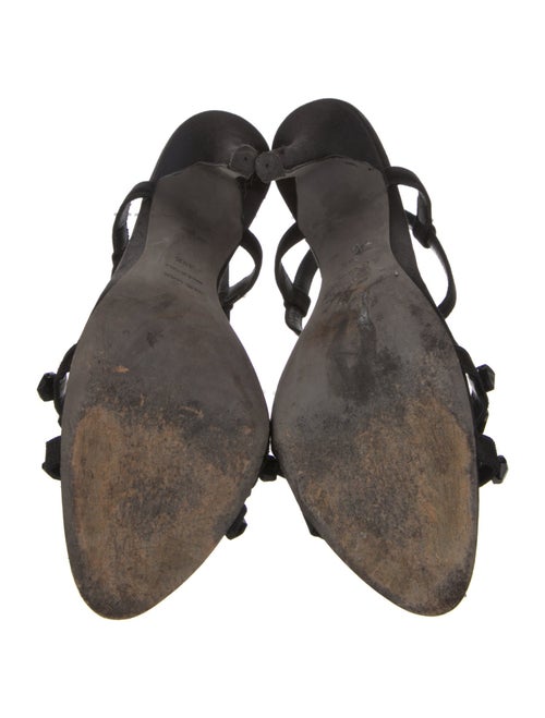 Giambattista Valli Satin Crystal Embellishments T-Strap Sandals