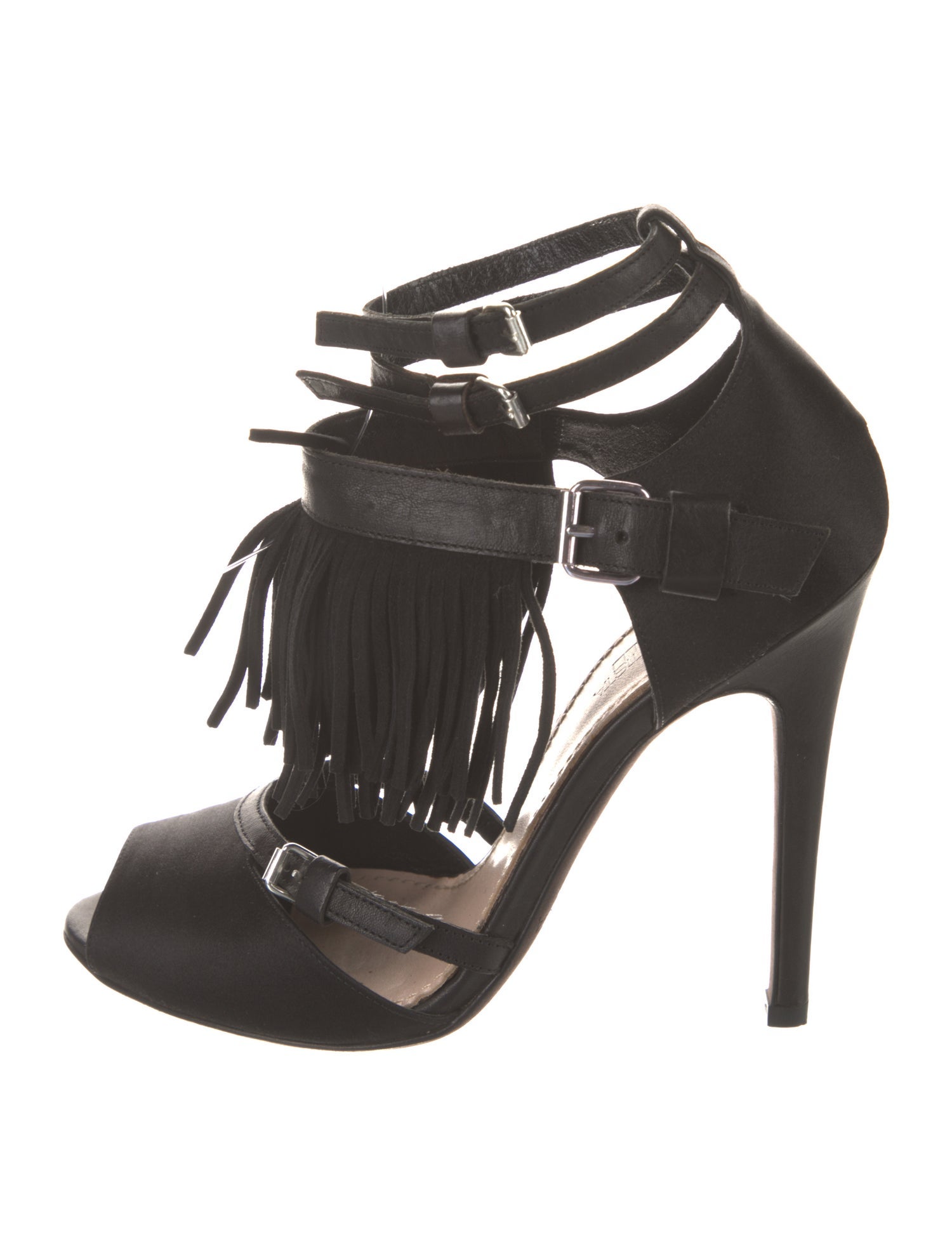 Giambattista Valli Satin Fringe Trim Accent D'Orsay Pumps