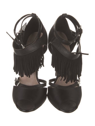 Giambattista Valli Satin Fringe Trim Accent D'Orsay Pumps