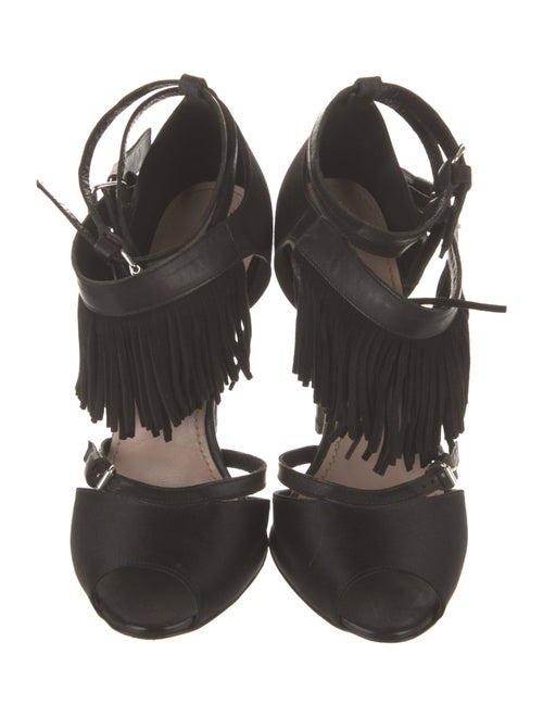 Giambattista Valli Satin Fringe Trim Accent D'Orsay Pumps