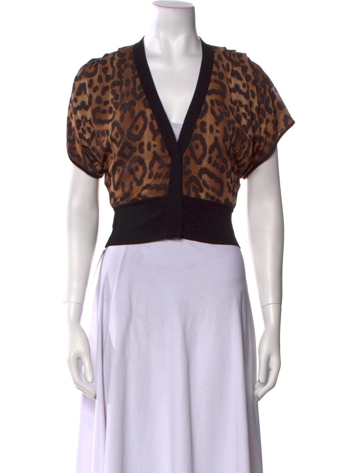 Giambattista Valli Animal Print V-Neck Crop Top