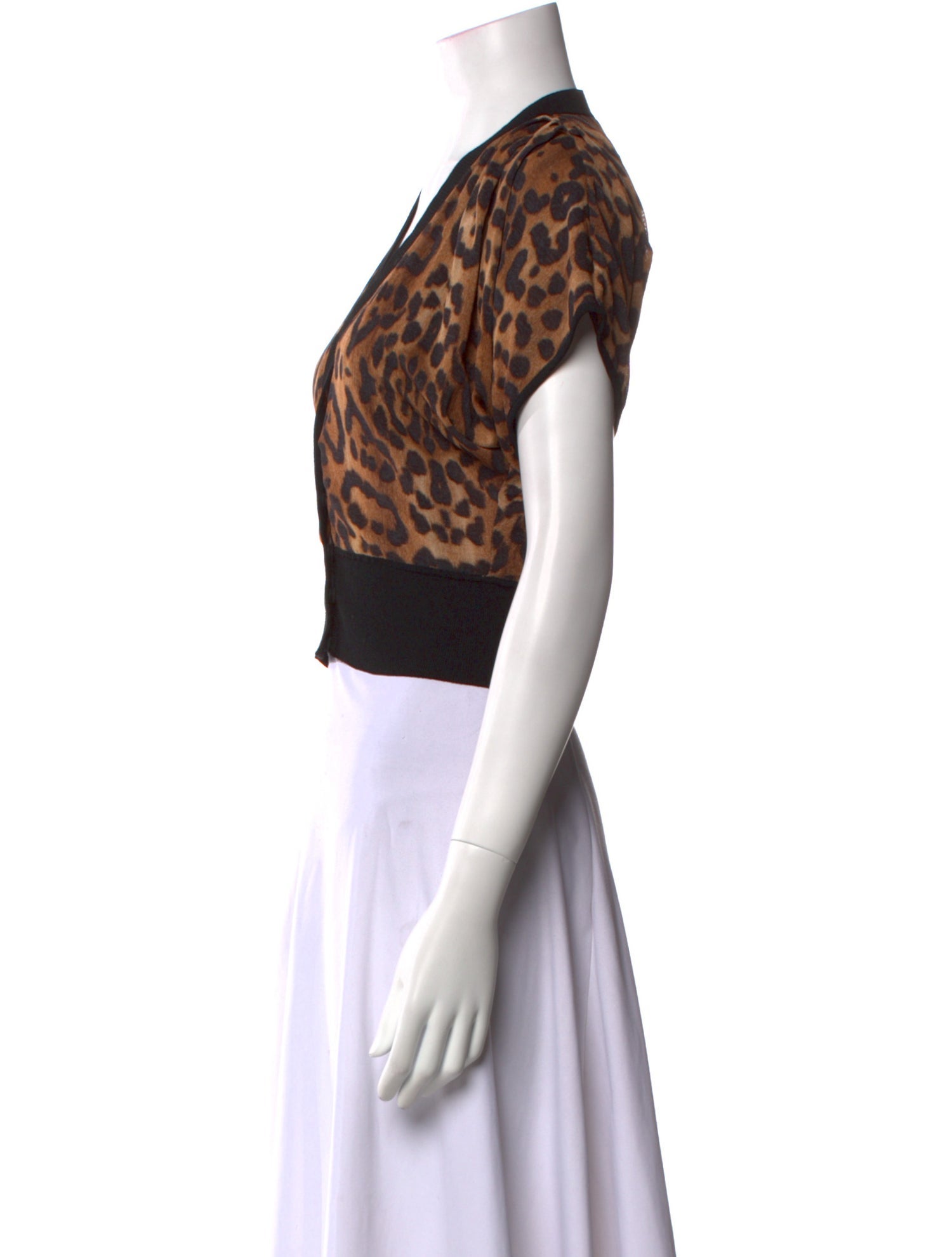 Giambattista Valli Animal Print V-Neck Crop Top