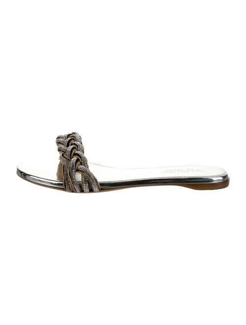 Giambattista Valli Leather Crystal Embellishments Slides