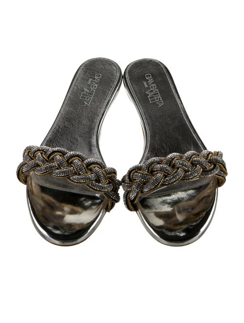 Giambattista Valli Leather Crystal Embellishments Slides