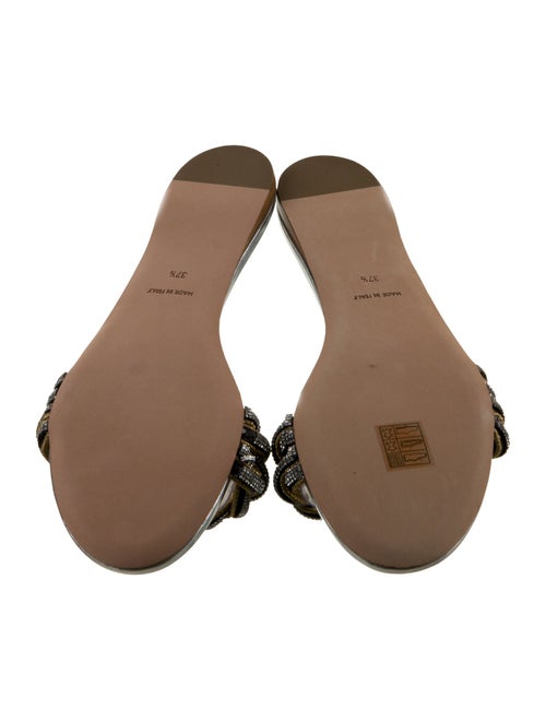 Giambattista Valli Leather Crystal Embellishments Slides