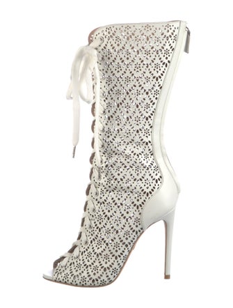 Giambattista Valli Leather Eyelet Trim Lace-Up Boots