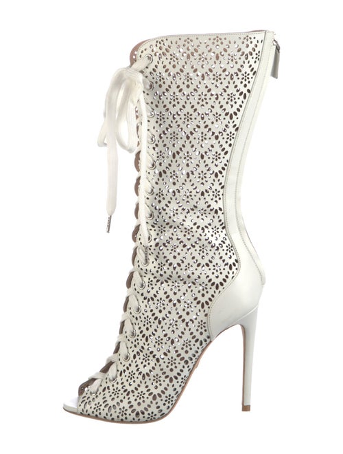 Giambattista Valli Leather Eyelet Trim Lace-Up Boots