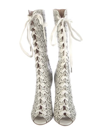 Giambattista Valli Leather Eyelet Trim Lace-Up Boots