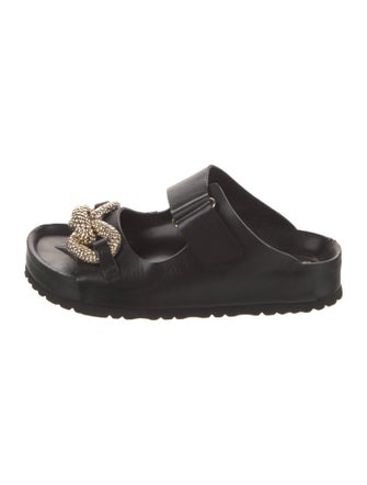 Giambattista Valli Leather Chain-Link Accents Slides