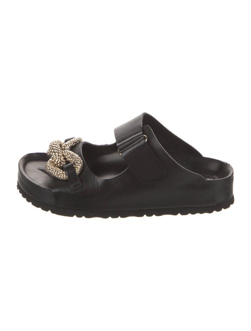 Giambattista Valli Leather Chain-Link Accents Slides