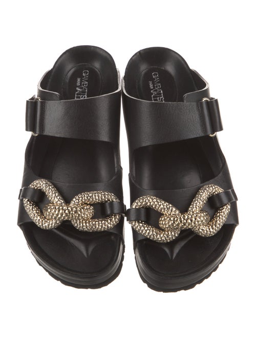 Giambattista Valli Leather Chain-Link Accents Slides