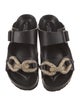 Giambattista Valli Leather Chain-Link Accents Slides