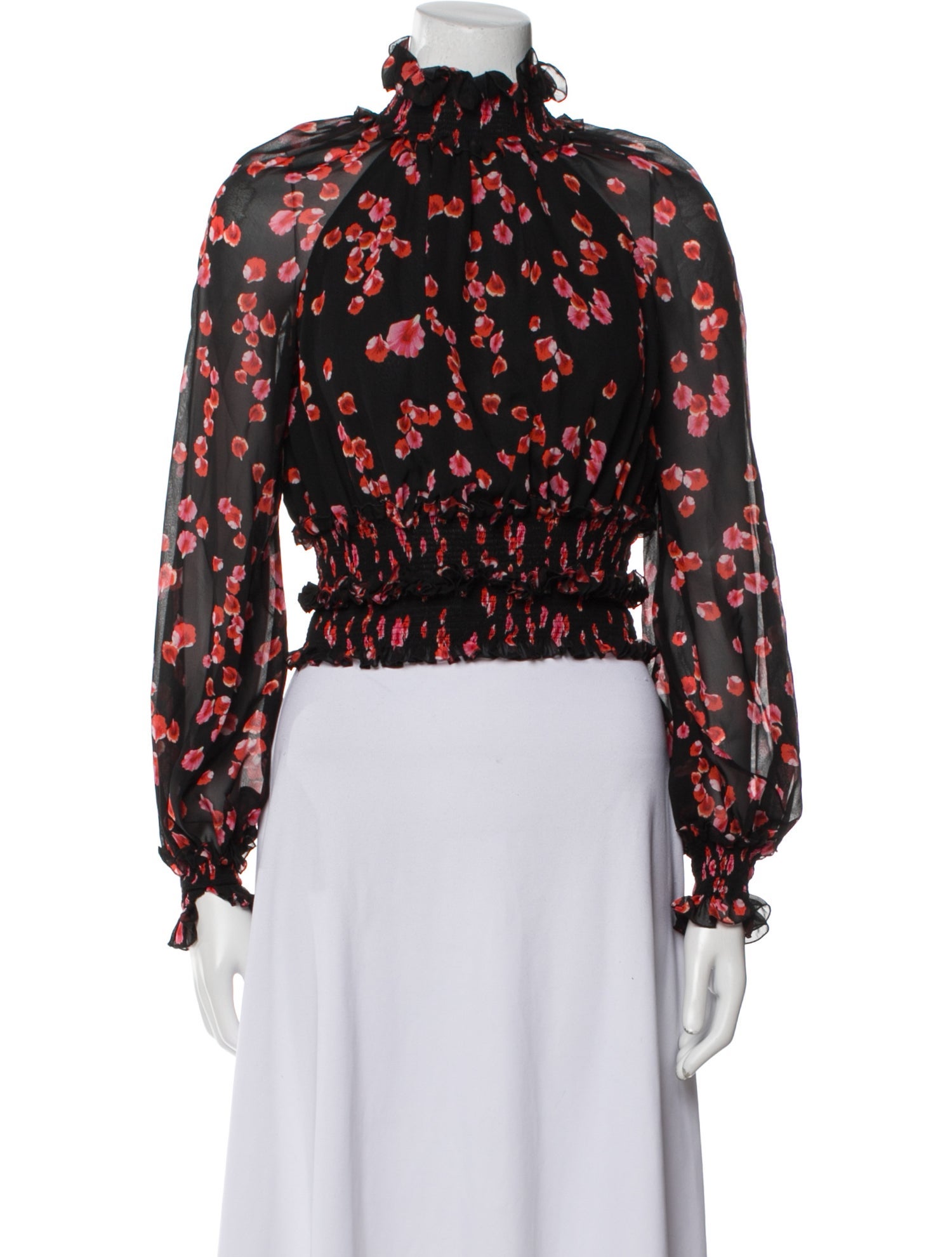 Giambattista Valli Silk Floral Print Crop Top