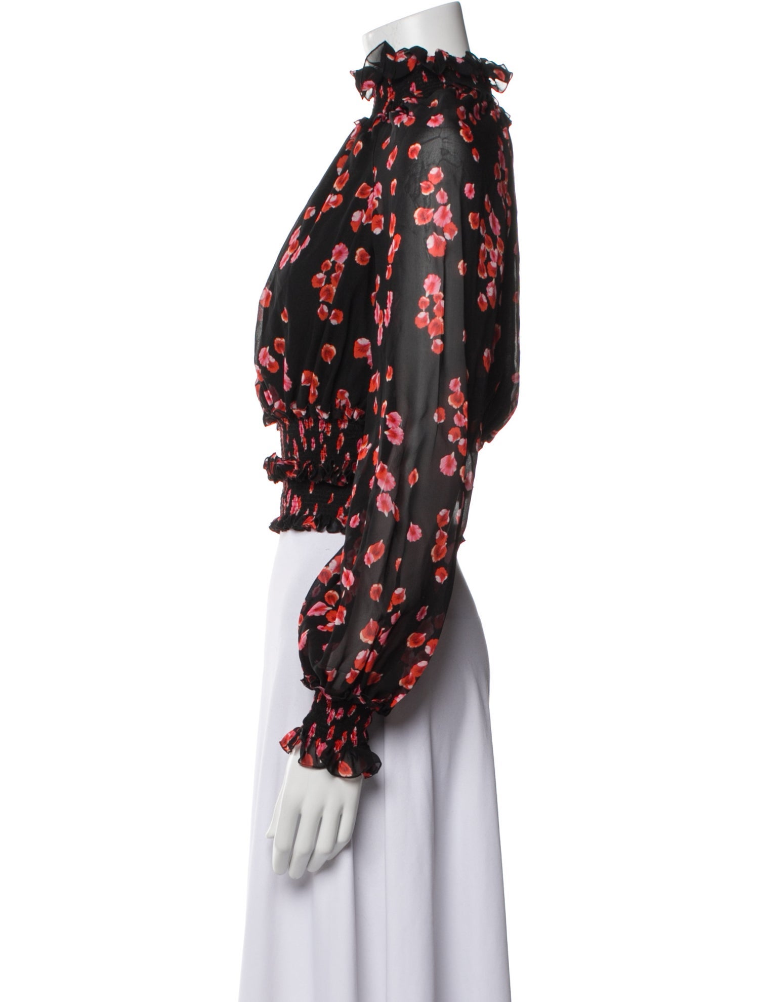 Giambattista Valli Silk Floral Print Crop Top