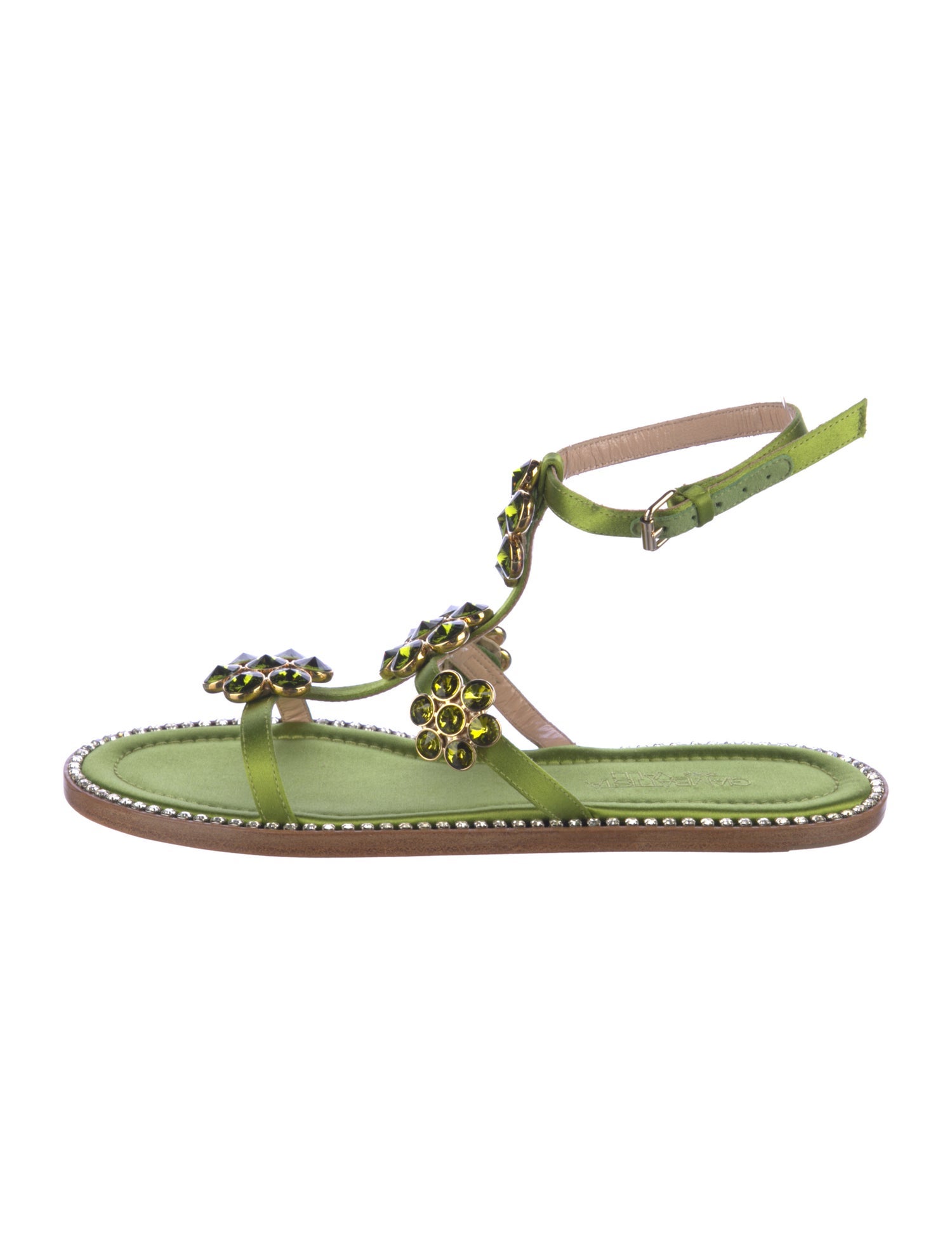 Giambattista Valli Satin Crystal Embellishments T-Strap Sandals w/ Tags